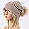 Raccoon PomPom Fur Cotton Slouchy Beanie LA-EXP1004
