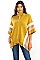 TURTLE NECK STRIPE WITH FRINGE PONCHO