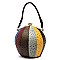 MULTI-COLORED OSTRICH PATCHWORK BALL-SHAPED LW2038A