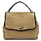 Woven Flap Brass-tone Matte Material Satchel MH-LMS064