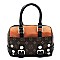 MINI STUDDED COLOR BLOCK MONOGRAM BOSTON BAG