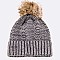 Faux Fur Cable Knit Wool Blend Beanie LA-7069