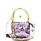 Transparent Clear 2 in 1 Round Cross Body with Sequin Pouch MH-87900