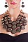 Posh Gold Engraved Beads Statement Necklace Set LACN2044