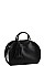OVAL SIDE CROCO TEXTURED TASSEL SATCHEL WITH LONG STRAP