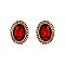 Fashionable Oval Gem with Stone Edge Metal Earrings