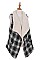MULTI TONE PLAID PATTERN FAUX SHEARLING VEST