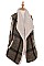 MULTI TONE PLAID PATTERN FAUX SHEARLING VEST