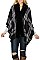 SOFT FUR COLLAR PLAID PATTERN PONCHO