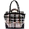 Two Bag Plaid Checker Pattern 2 in 1 Patent Tote