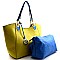 Beautiful Dual Matching Color Shopper Tote with Inner Bag