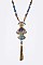 Beaded Chain With Tassel Pendant Long Necklace LA-11550