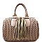 Quality Tassel Accent Quilted Boston Satchel Bag