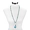 Trendy Long Beaded Necklace  With Turquoise Pendant
