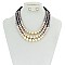 TRENDY 3 LINE MULTI COLOR PEARL NECKLACE SLN1740
