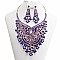 Large Symmetric Flower Branches Bib Style RHINESTONE NECKLACE SET MEZ7057
