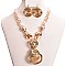 WIRE DANGLE PEARL BEADED NECKLACE SET