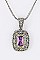 Framed Cubic Zirconia CZ Pendant With Chain LA-GKY305P