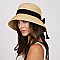 Trendy Crochet Raffia Bucket Hat With Bow SLRAF1352