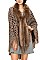 VEGAN Fur COLLAR ANIMAL PRINT Poncho FM-SCA2136