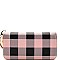 W0095GZ-LP Checker Plaid Print Double Zipper Wristlet Wallet