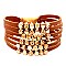 ZB1274-LP Metal Stud Accent Layered Leather Bracelet