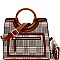 Wooden Handle Plaid Pattern Satchel Wallet SET  MH-AGZ6947W