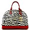 Zebra Print Patent Textured Doom Shape Satchel