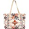 BGA2498-LP Antik Kraft Tribal Embroidered Canvas Shopper Tote