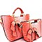 Crocodile Embossed Bow Charm Accent 2 in 1 Twin Satchel SET MZ-CY6986