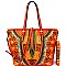 D0428W-LP Ethnic Print Shopper Tote Wallet SET