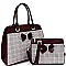 Bow Accent Checker Print 2 in 1 Satchel Crossbody SET MH-EW3013