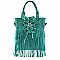 Raised Flower Fringe Hobo-Bag