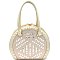 HY1820-LP Rhinestone Jewel-Top Round Frame Satchel