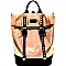 Stud Accent Metallic Fold-Over Fashion Backpack MH-KY7012