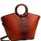 Wooden Handle Ostrich Print Satchel Wallet SET MH-LF1651W