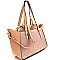 Jewel-Top Satchel Mixed-Material 2 in 1 Tote MH-LS7092