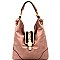 MY6031-LP Chain Flip-Lock Accent Bamboo Detail Strap Hobo