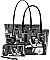 Magazine Print 3 in 1 Patent Twin Tote Wallet SET