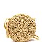 PPC6009 Tassel Accent Knitted Straw Bohemian Round Cross Body