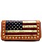 US Flag Print Rhinestone Checkbook Vintage Wallet