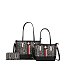 3-in-1 Leopard Bee Charm Tote Bags with Wallet Value Set black