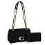 BLACK 2-in-1 Quilted Vel Shoulder Bag & Wallet Set