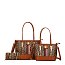 brown 3-in-1 Leopard Bee Charm Tote Bags with Wallet Value Set